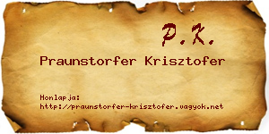 Praunstorfer Krisztofer névjegykártya